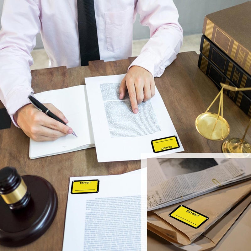 Well Tile 300 Pcs Legal Exhibit Stickers 1.65 x 1 Inches Fluorescent Yellow Color-Coded Exhibit Labels Name Tag Stickers Blank File Folder Labels for Offices Courts Legal Documents Report Dividers - Image 4